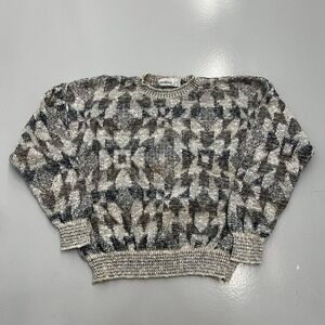 Vintage 90s Saks Fifth Avenue Sweater Men Sz XL Cotton Colorblock Knit Pullover